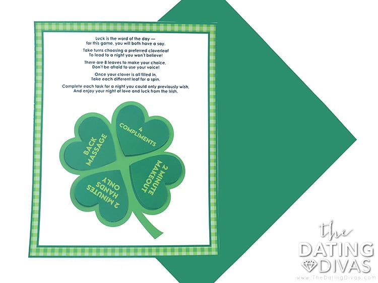Plan your foreplay with this four-leaf clover idea. | The Dating Divas
