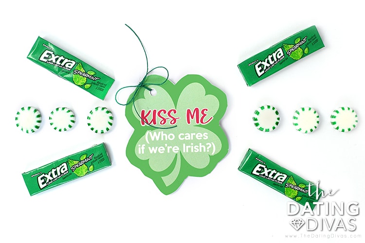 Shamrock gift tag for St. Patrick's Day gift basket. | The Dating Divas