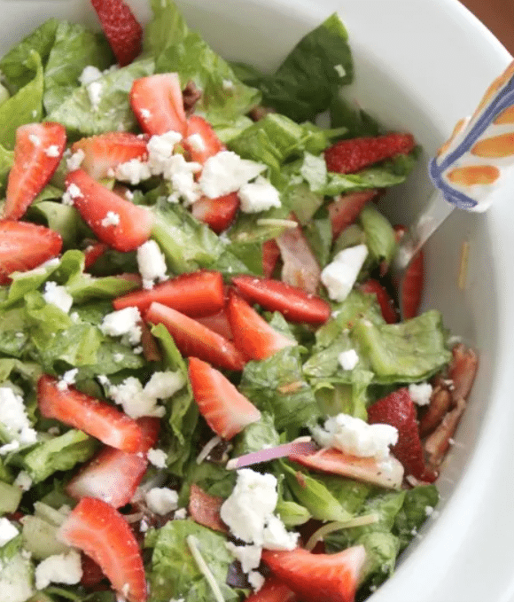 Try fresh strawberries in a yummy spring salad as a side dish for Easter dinner! | The Dating Divas 