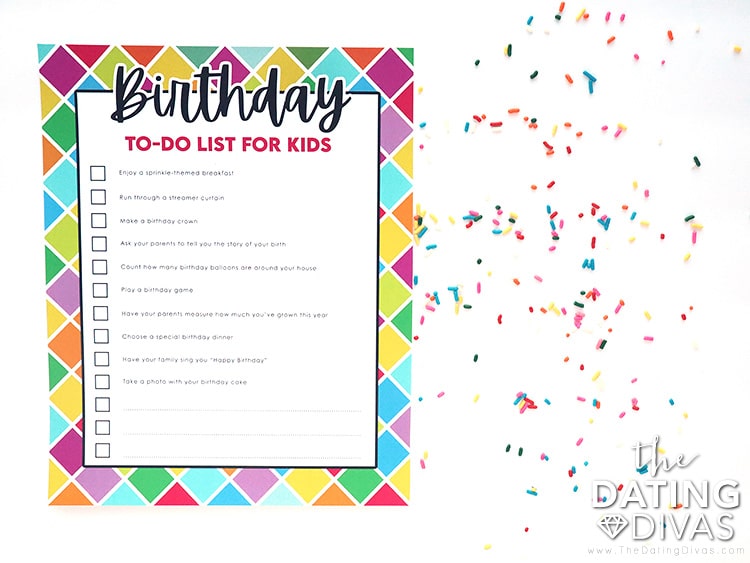 This birthday to-do list provides lots of fun birthday ideas for kids. | The Dating Divas