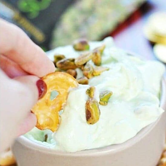 Delightful, light-green pistachio dip makes a wonderful snack for your St. Patrick's Day party! | The Dating Divas