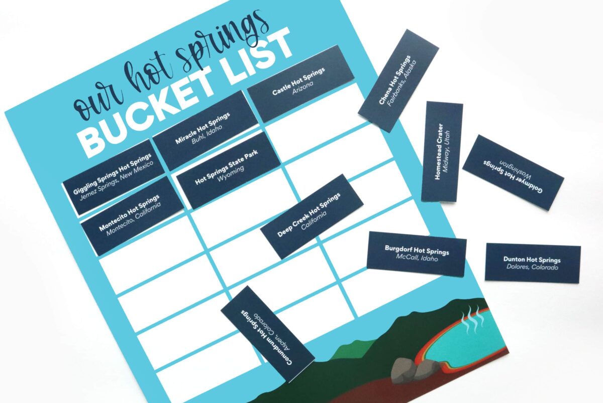 Use our free printable hot springs bucket list to kick off a romantic and steamy date night. | The Dating Divas