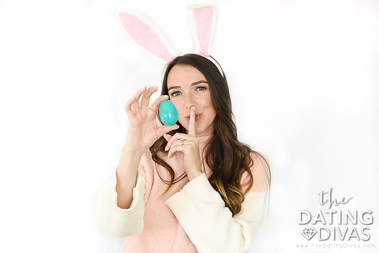 Taking Easter bunny pictures for a sexy Easter egg hunt date night | The Dating Divas