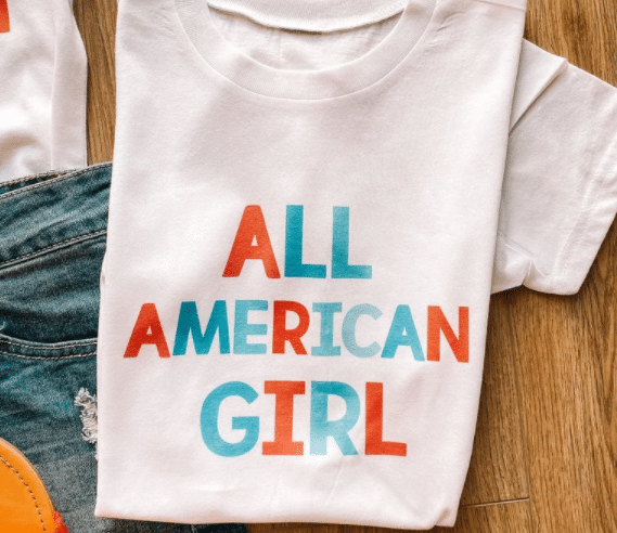 This All American Girl t-shirt should definitely be a part of your 4th of July attire! | The Dating Divas 