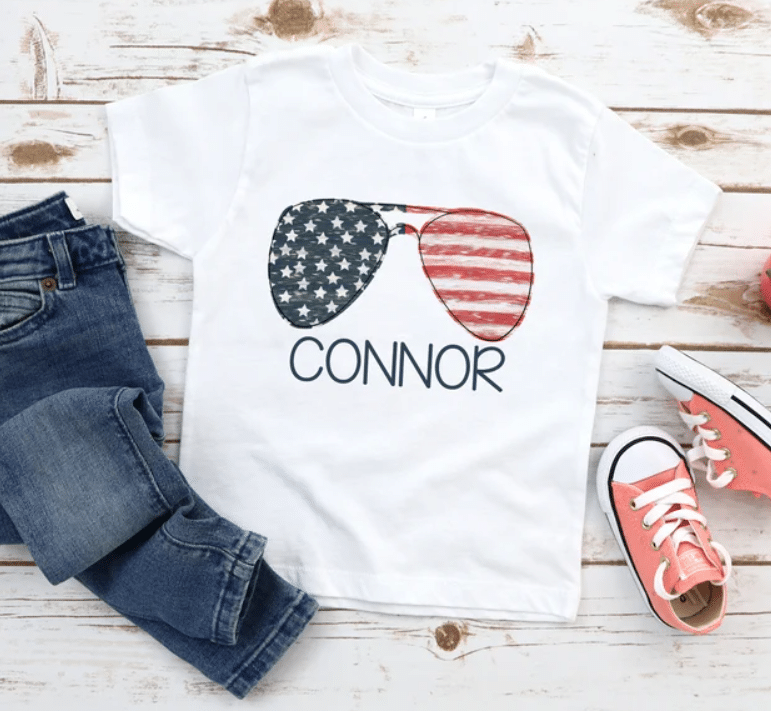These t-shirts can be personalized and would be so cute for their 4th of July outfits! | The Dating Divas