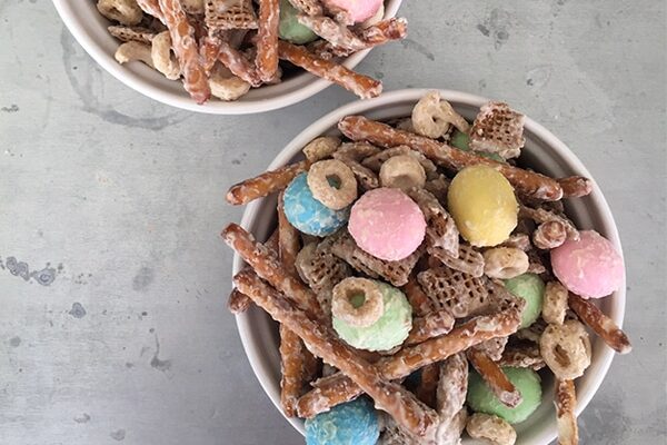 A cup filled with pretzel Easter desserts | The Dating Divas