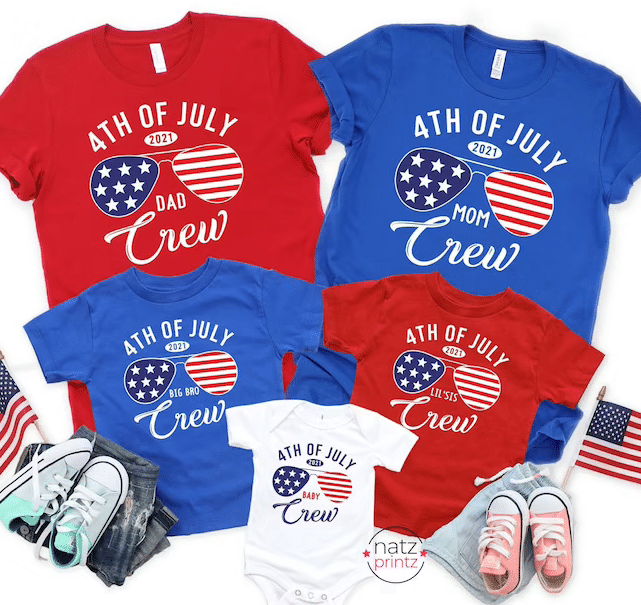 Patriotic matching t-shirts for your family's 4th of July attire. | The Dating Divas 