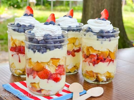 Lemon mousse parfaits make perfectly layered 4th of July desserts. | The Dating Divas