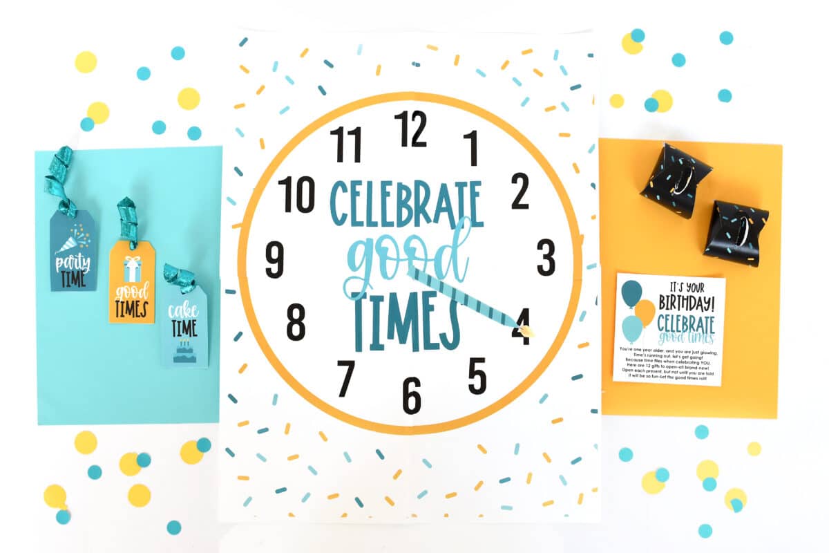 Use these gift tags, gift boxes, and a fun celebration clock for your next birthday celebration! | The Dating Divas