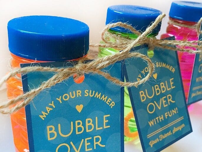 Bubble gift tag for a last day of school activity. | The Dating Divas