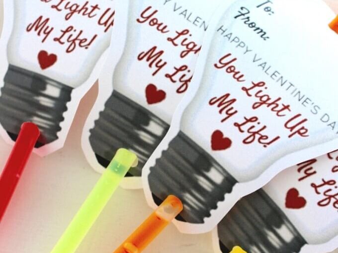 Glow Stick printable valentine gift for kids: You light up my life | The Dating Divas