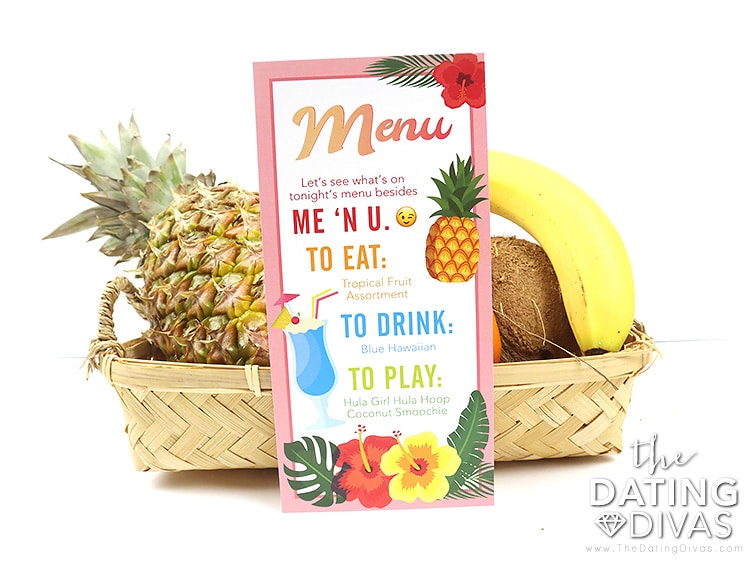 Free printable menu for some luau food ideas | The Dating Divas