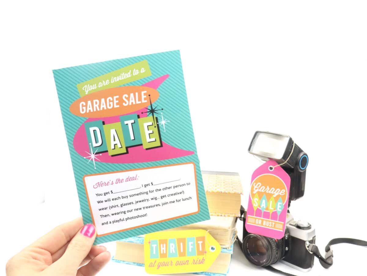 Use this retro-style Garage Sale Date invitation | The Dating Divas