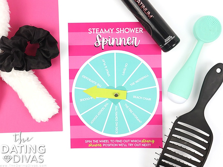 Free printable steamy shower spinner for a shower sex date | The Dating Divas  