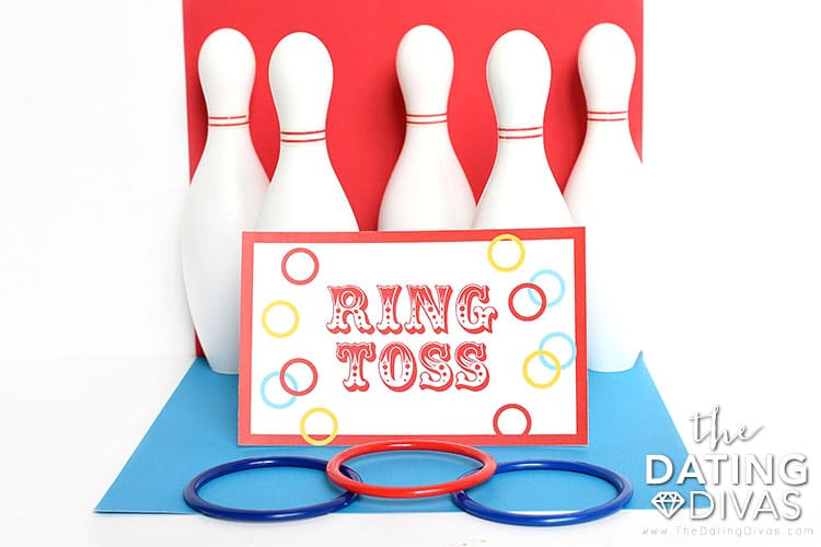 Bowling pins and rings for a DIY ring toss kids carnival game | The Dating Divas