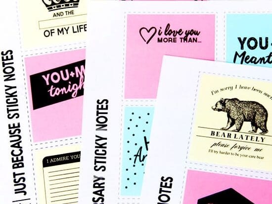 Spouse birthday celebration ideas include these cute printable sticky notes. | The Dating Divas