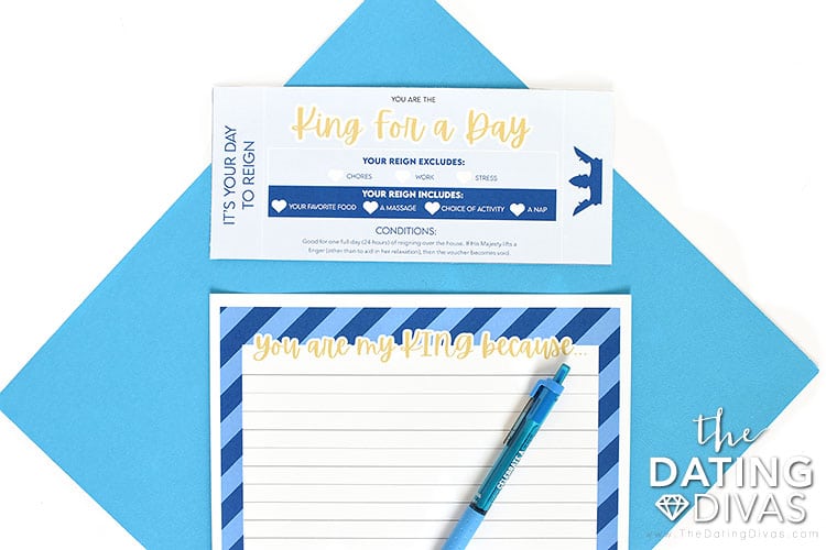 This King for a Day voucher and letter will help your hubby feel like a true king! | The Dating Divas 