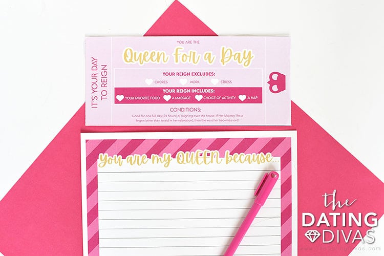 This Queen for a Day voucher and letter will help your wife feel like a true queen! | The Dating Divas 