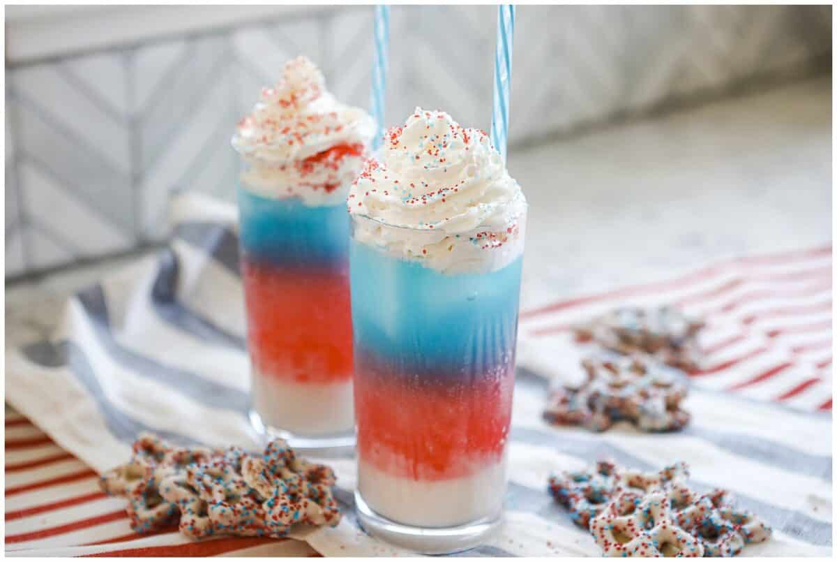 Red, white, and blue layered mocktails for the 4th of July | The Dating Divas
