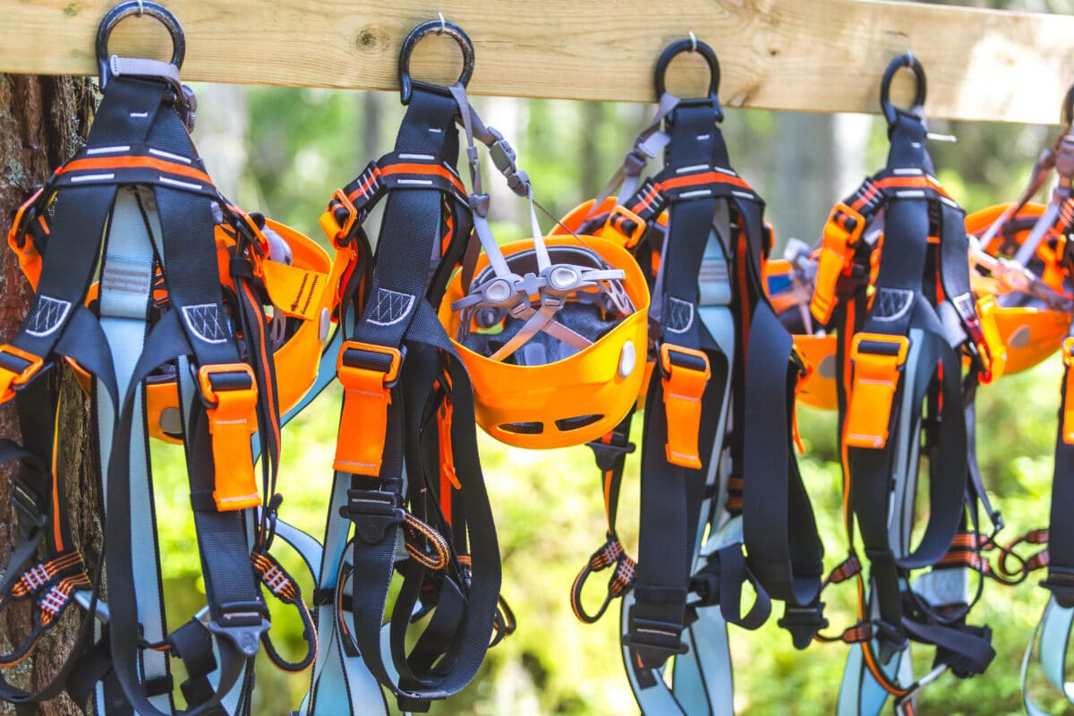 Zip-line gear and equipment lined up and ready to go as a fun thing to do in Dallas | The Dating Divas