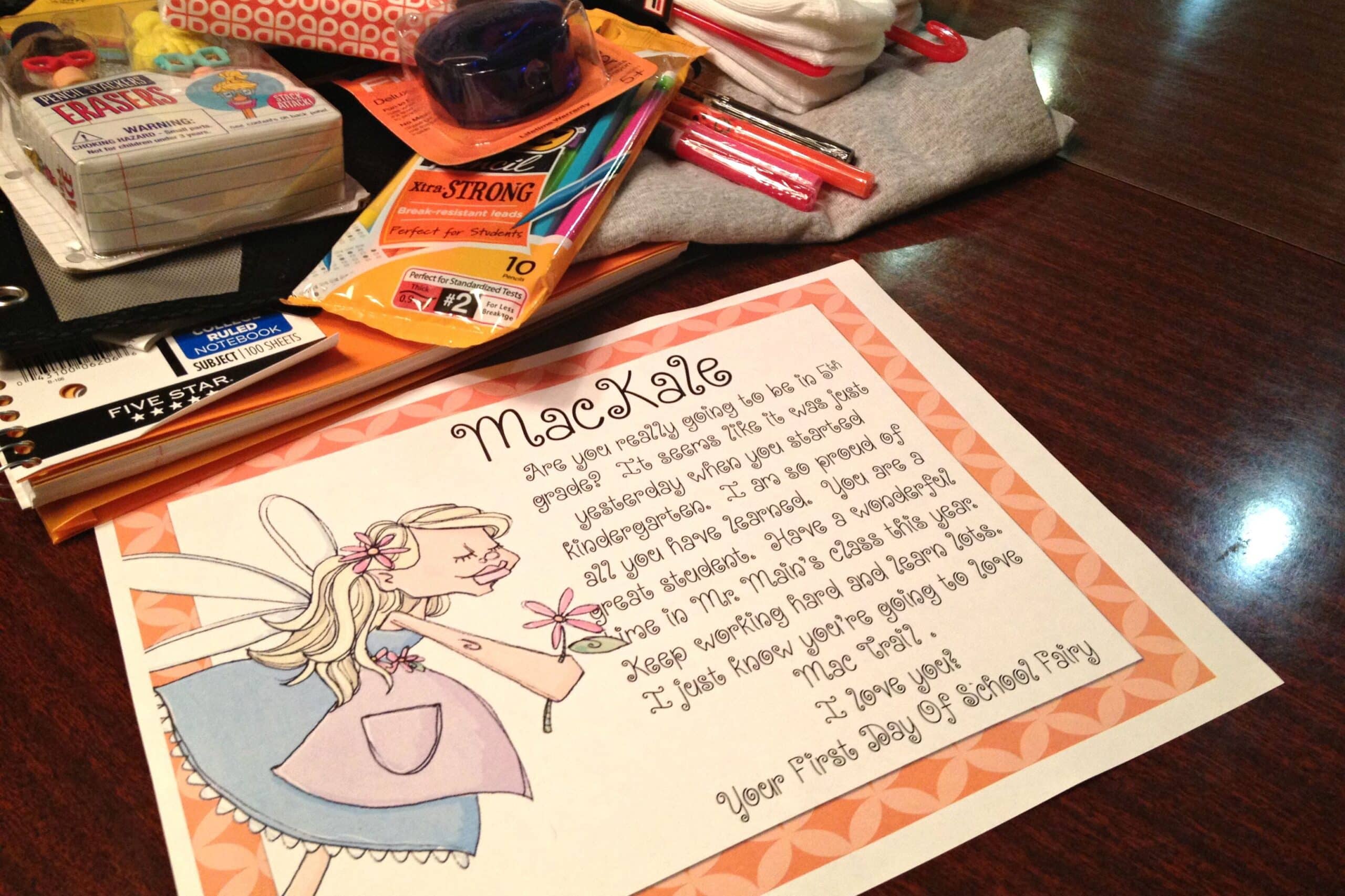 A first day of school tradition involving a fairy and school supplies | The Dating Divas