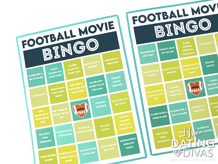 Play Football Movie Bingo while watching football movies with your spouse! | The Dating Divas