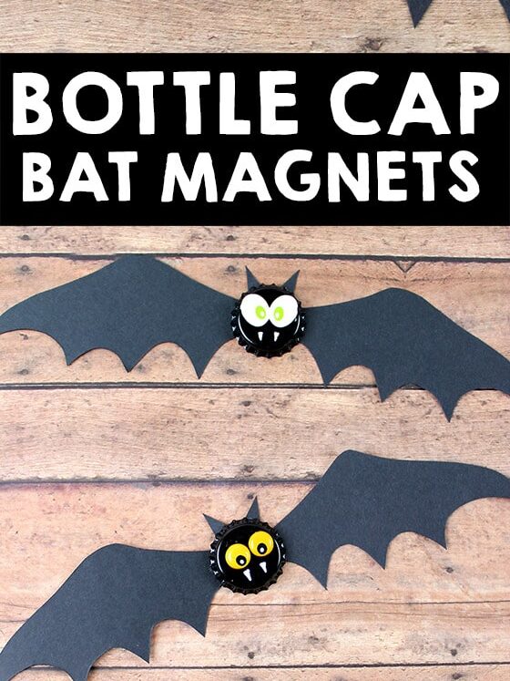 Check out these batty bottle cap Halloween crafts! | The Dating Divas 