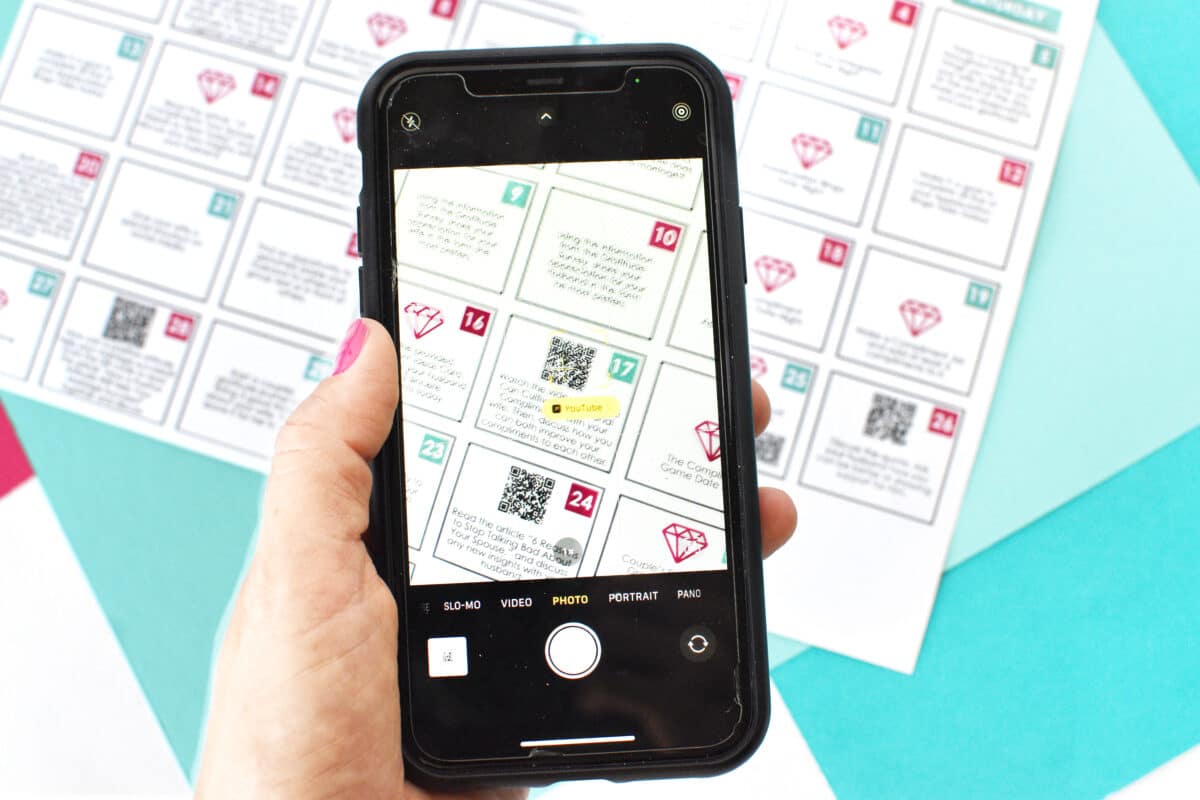 Scan a code on your interactive calendar for couples. | The Dating Divas