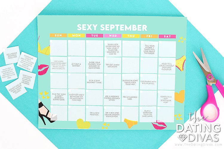 Free printable calendar template and day inserts for a Sexy September calendar | The Dating Divas