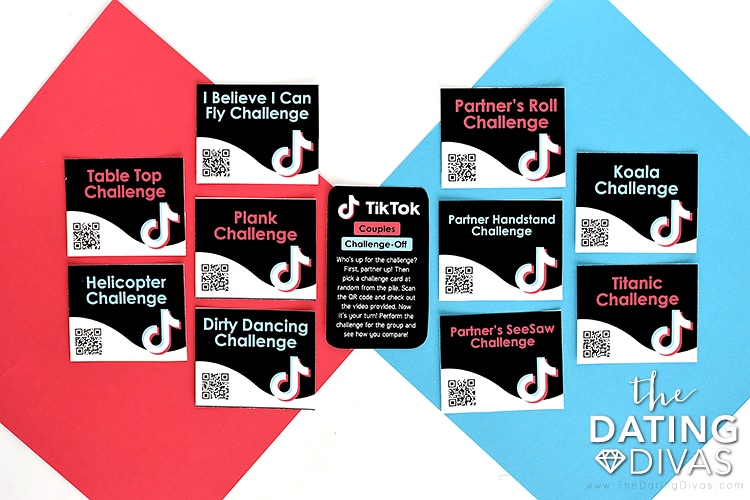 Free printable TikTok challenges with QR Codes for a couples group date | The Dating Divas