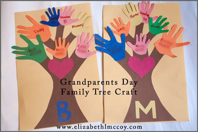 Grandparent's Day handprint family tree craft. | The Dating Divas