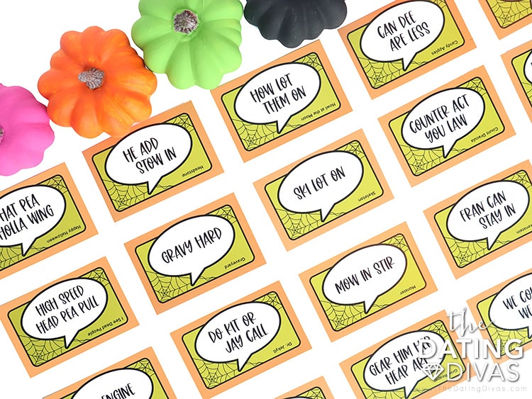 Free printables for Halloween game cards and Mad Gab examples | The Dating Divas