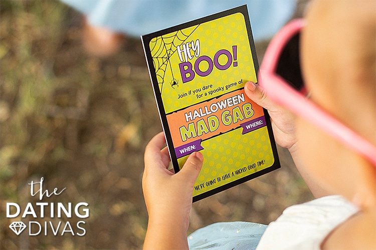 Free printable invitation for a Halloween-themed Mad Gab game night | The Dating Divas