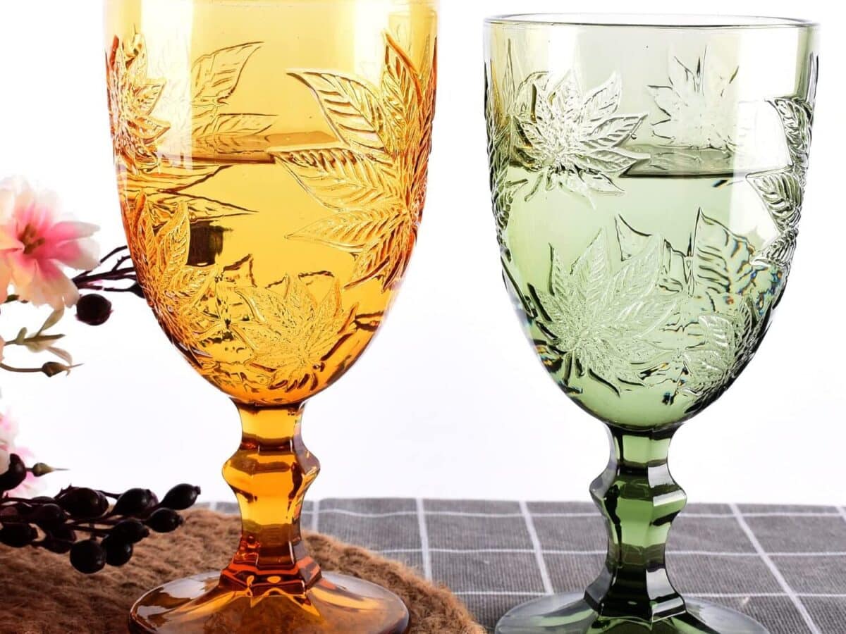 Colorful maple leaf goblets to use as Thanksgiving table decor | The Dating Divas