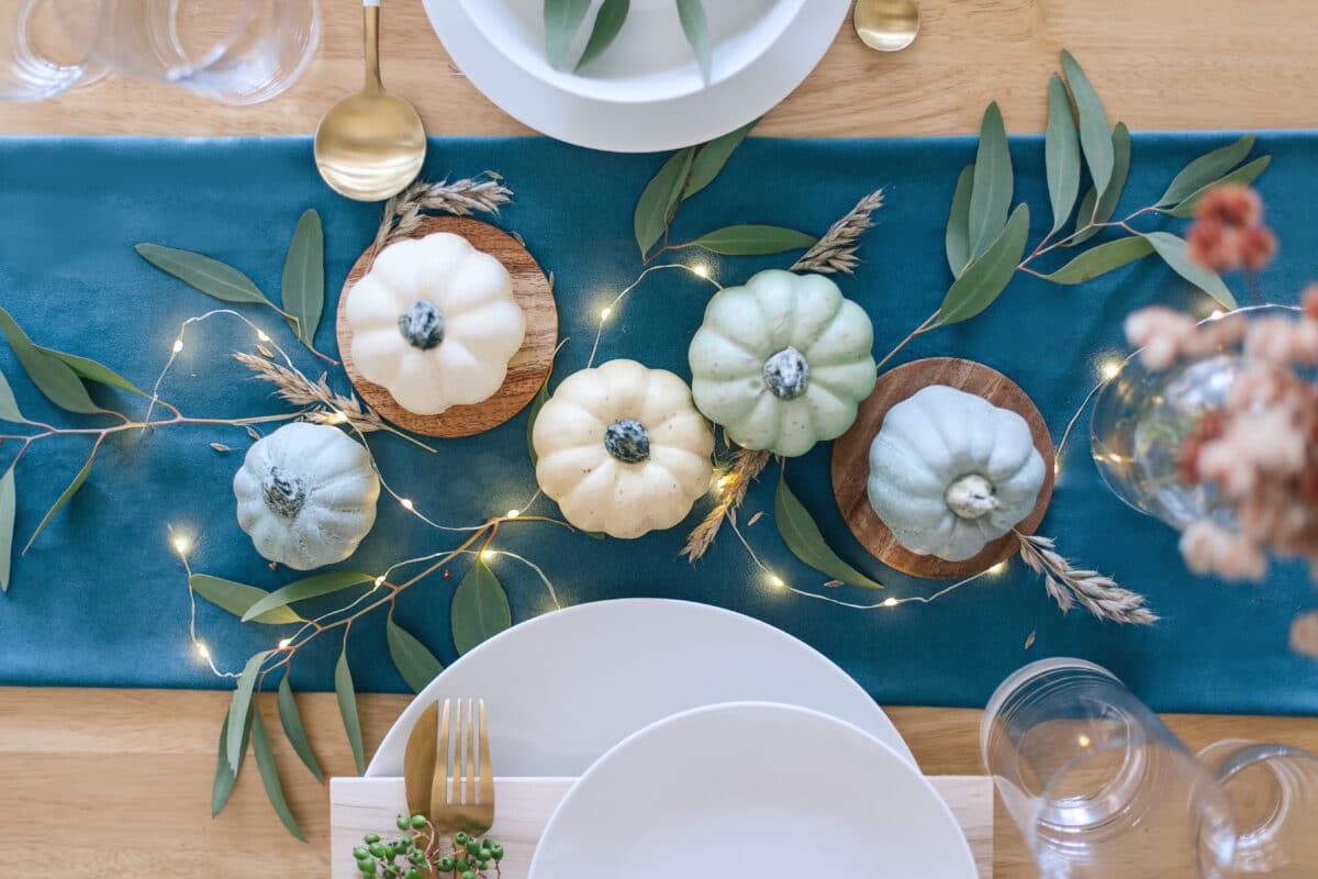 Pastel-colored pumpkins for Thanksgiving table decor ideas | The Dating Divas