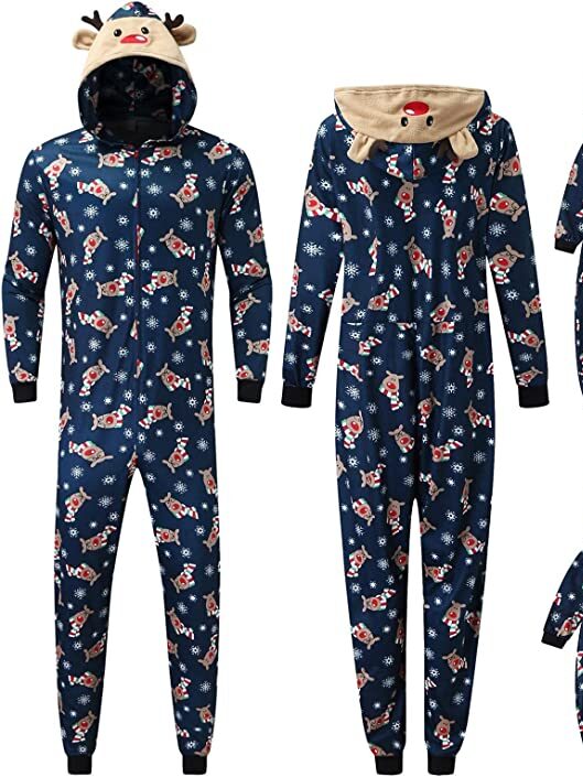 Be cozy and funny with these reindeer hood Christmas pajamas. | The Dating Divas