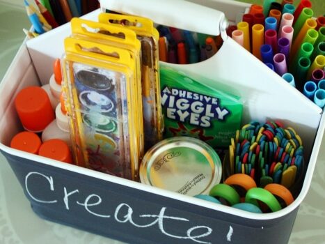 Art-themed Christmas gift basket art caddy. | The Dating Divas