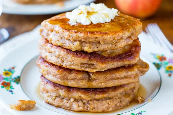 Get your serving of fruit for Christmas morning breakfast with these apple pie pancakes! | The Dating Divas