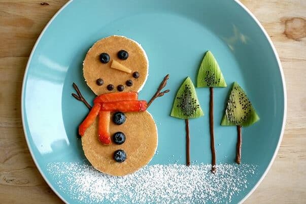 Your kiddos will adore these pancakes shaped like snowmen for Christmas morning breakfast! | The Dating Divas