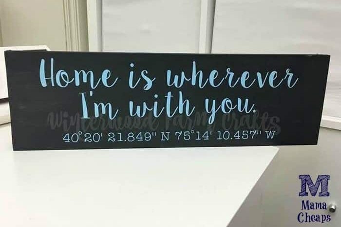 Need creative and sentimental homemade Christmas gifts? Make this sign with the GPS coordinates of your home on it! | The Dating Divas