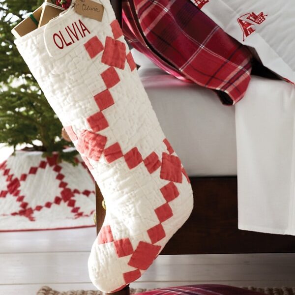 This timeless linen quilted custom stocking is just gorgeous! | The Dating Divas