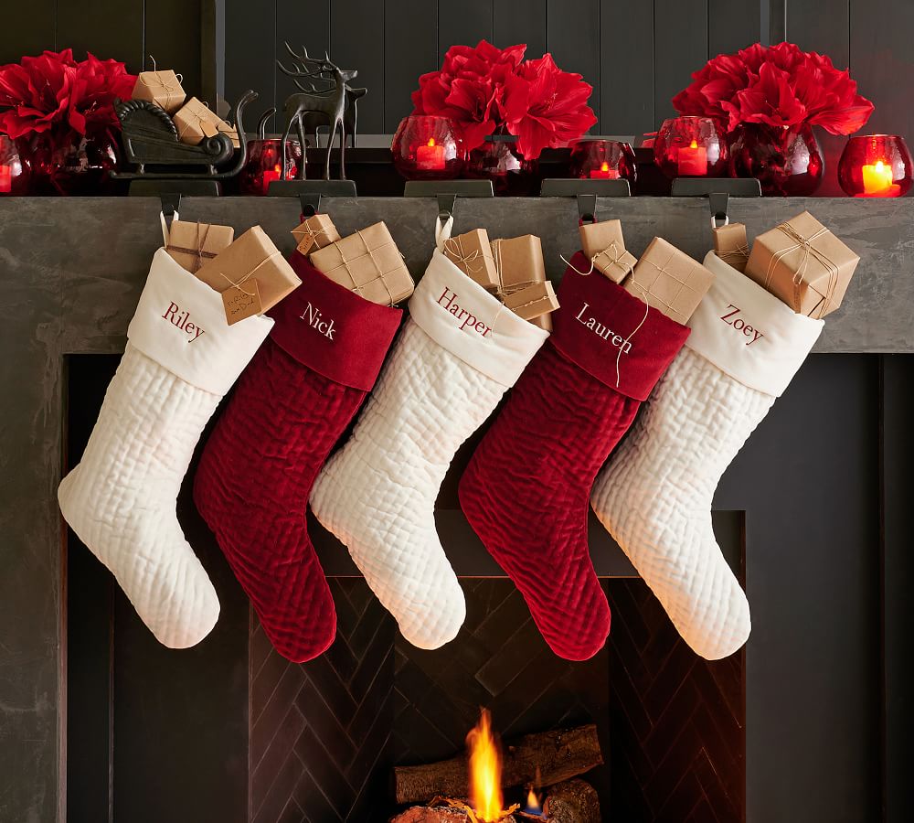 These plush velvet personalized Christmas stockings are so luxurious and soft. | The Dating Divas