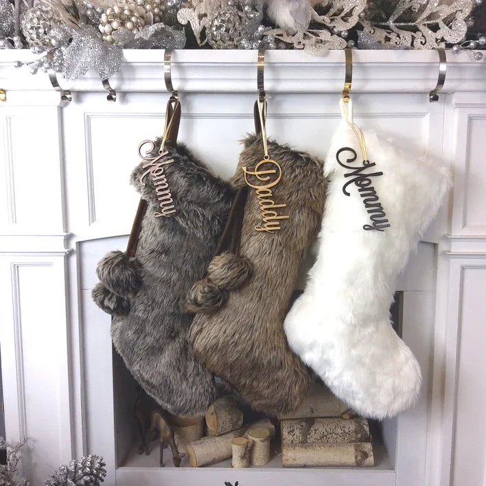 Try these elegant faux fur custom Christmas stockings! | The Dating Divas
