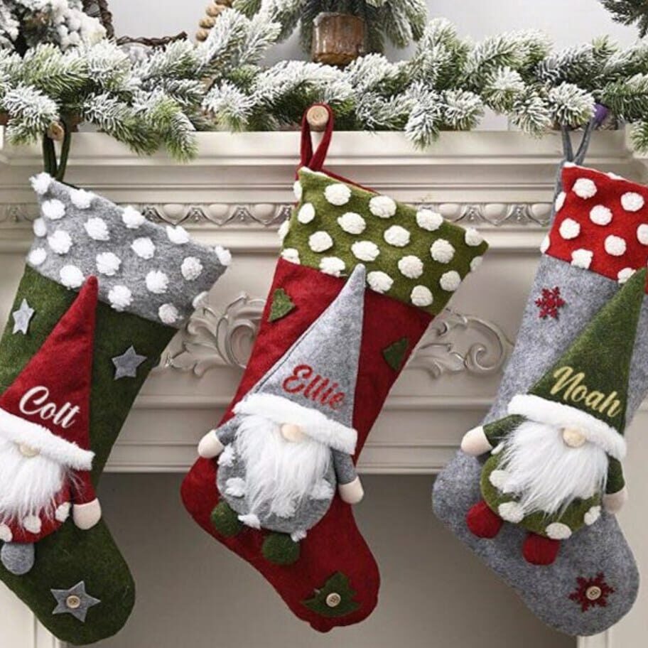 There's no place like gnome for the holidays with these custom Christmas stockings! | The Dating Divas