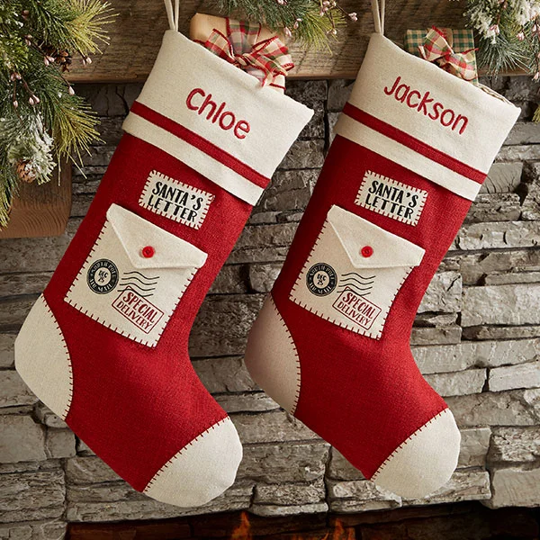 Your kiddos can slip a letter to Santa into these custom stockings! | The Dating Divas