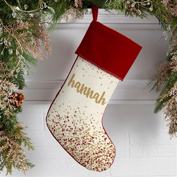 Hang a red or green and gold sparkling custom stocking this Christmas. | The Dating Divas