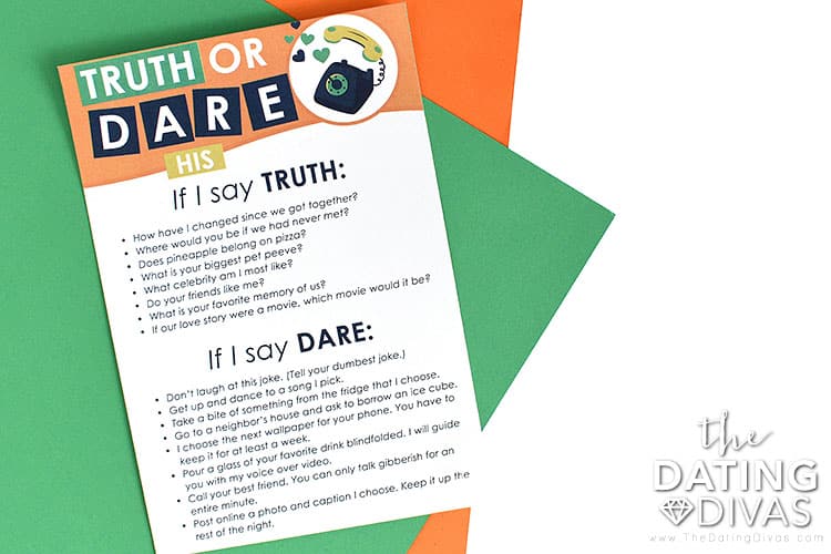These free printable truth or dare questions make date night a breeze. | The Dating Divas