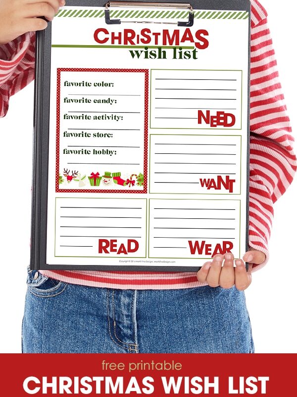 Use these printable wish lists as easy Christmas crafts for kids!  | The Dating Divas 