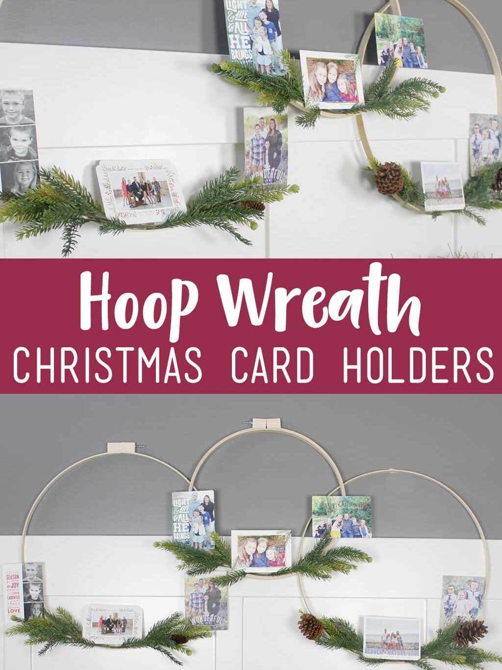 This DIY Christmas wreath is great for showing off your holiday cards! | The Dating Divas 