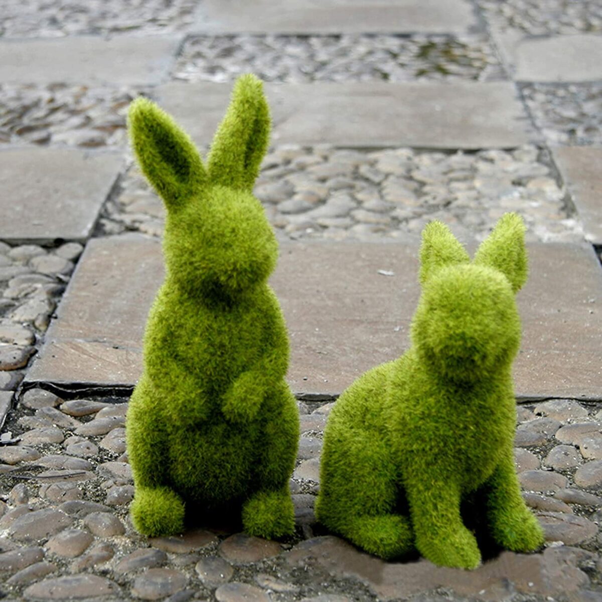 These lovable mossy bunnies would make cute additions to your outdoor Easter decorations. | The Dating Divas
